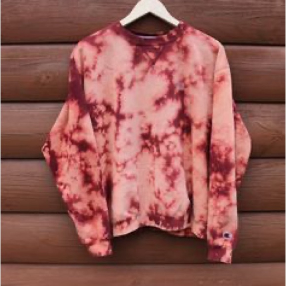 Champion Women's Tie-Dye Crew neck sweatshirt - Red and Pink
